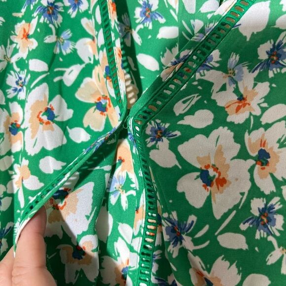 Sienna Sky Green Faux Wrap Floral Dress Women's L - Picture 6 of 9